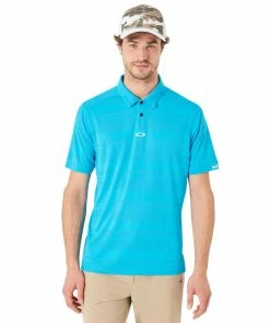 Oakley Aero Stripe Jacquard Mens Golf Polo -Wedges Sales 10850 6B2ATOMICBLUE