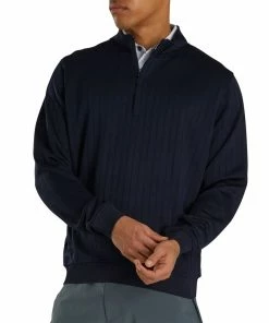 FootJoy Drop Needle Half Zip Navy Mens Golf Pullover