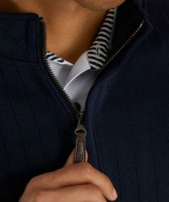 FootJoy Drop Needle Half Zip Navy Mens Golf Pullover -Wedges Sales 11729 2