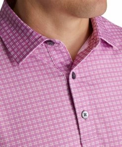 FootJoy Lisle Plaid Print Self Collar Pink Mens Golf Polo 8 FootJoy Lisle Plaid Print Self Collar Pink Mens Golf Polo -Wedges Sales 13482 2