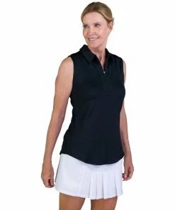 JoFit Jacquard Black Womens Sleeveless Golf Polo