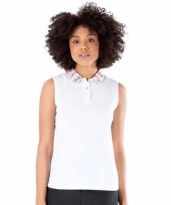 NVO Darci White Womens Sleeveless Golf Polo