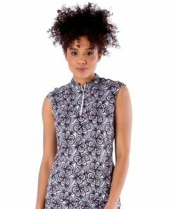 NVO Lilith Mock Black Womens Sleeveless Golf Polo