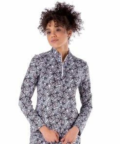 NVO Lois Mock Black Womens Long Sleeve Golf 1/2 Zip Pullover