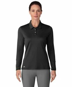 Adidas Golf Adidas Performance Black Womens Long Sleeve Golf Polo