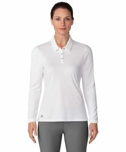 Adidas Golf Adidas Performance White Womens Long Sleeve Golf Polo