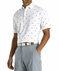 FootJoy Athletic Fit Lisle Golf Print Self Collar Mens Golf Polo
