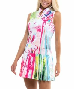 Lucky In Love Painted Floral Womens Golf Dress