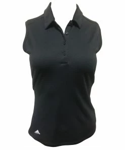 Adidas Golf Adidas Advantage Black Womens Sleeveless Golf Polo