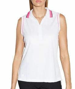 GGBlue Kathy Womens Sleeveless Golf Polo -Wedges Sales 20905 WHTBLOSOM4522