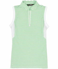 Polo Ralph Lauren RLX Mesh Mix Force Green Stripe Womens Sleeveless Golf Polo