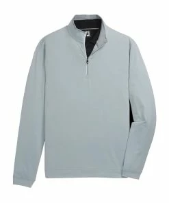 FootJoy Lightweight Stripe Grey Mens Golf 1/4 Zip Pullover