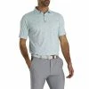FootJoy Athletic Fit Lisle Golf Print Ice Blue Mens Golf Polo -Wedges Sales 21007 ICEBLUEGREY