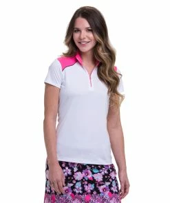 EP NY EP New York Cap Sleeve Zip Mock Womens Golf Polo