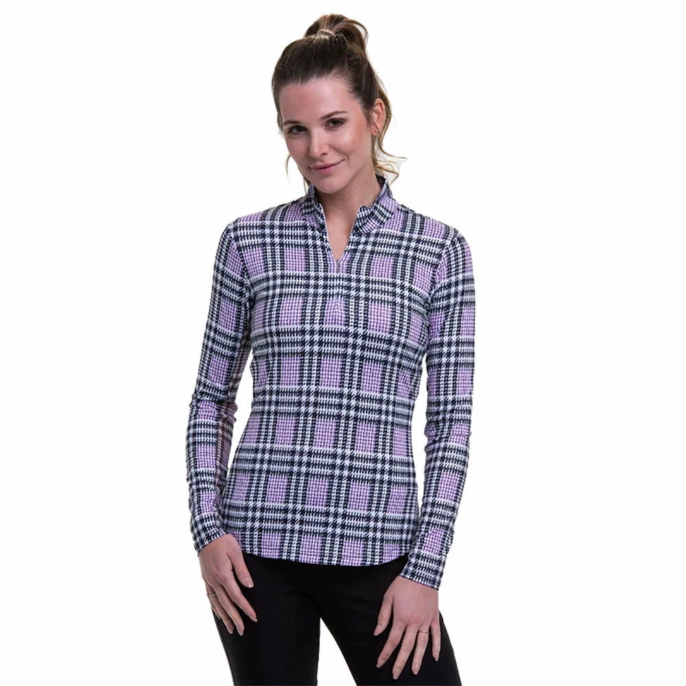 EP NY EP New York Glen Plaid Black Multi Mock Womens Golf 1/4 Zip 3 EP NY EP New York Glen Plaid Black Multi Mock Womens Golf 1/4 Zip