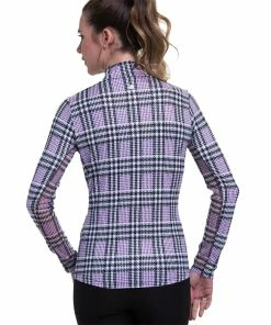 EP NY EP New York Glen Plaid Black Multi Mock Womens Golf 1/4 Zip 7 EP NY EP New York Glen Plaid Black Multi Mock Womens Golf 1/4 Zip -Wedges Sales 21503 BLACKMULTI003 2