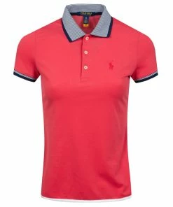 Polo Ralph Lauren Ralph Lauren Golf Solid Shirttail Sunset Red Womens Golf Polo