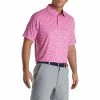 FootJoy Floral Vines Lisle Hot Pink Mens Golf Polo -Wedges Sales 21654 HOTPNKWHTBLK