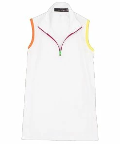 Polo Ralph Lauren RLX Ralph Lauren Tri-Colored Airtech Pique White Womens Golf 1/4 Zip