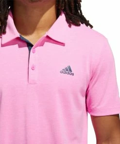 Adidas Golf Adidas Advantage Novelty Heathered Mens Golf Polo -Wedges Sales 22000 SCREAMINGPINK 1