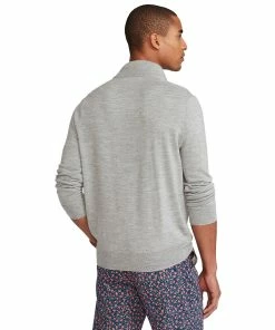 Polo Ralph Lauren Half Button Mock Light Grey Heather Mens Golf Sweater -Wedges Sales 22805 GOLFLTGRYHTH 2