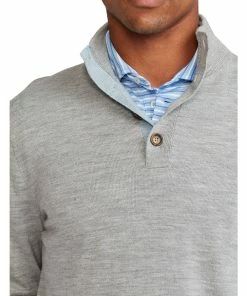 Polo Ralph Lauren Half Button Mock Light Grey Heather Mens Golf Sweater -Wedges Sales 22805 GOLFLTGRYHTH 3