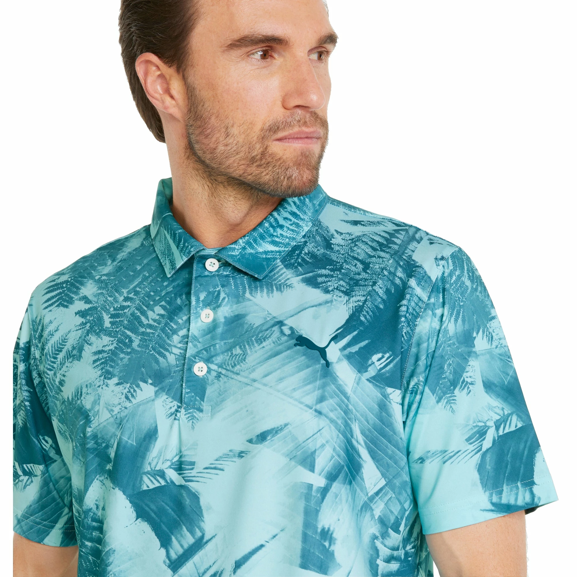 PUMA Golf Puma MATTR Palm Leaves Mens Golf Polo 5 PUMA Golf Puma MATTR Palm Leaves Mens Golf Polo - Image 3