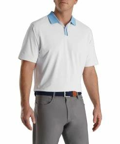 FootJoy Solid Stretch Pique With Stripe Placket Mens Golf Polo