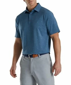 FootJoy School Of Fish Print Lisle Mens Golf Polo