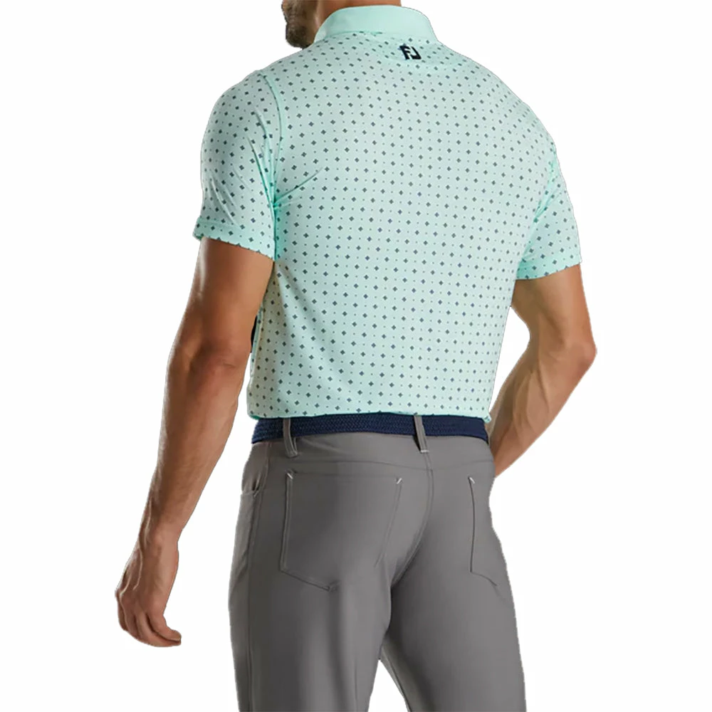 FootJoy Athletic Fit Deco Print Mint Mens Golf Polo 4 FootJoy Athletic Fit Deco Print Mint Mens Golf Polo - Image 2