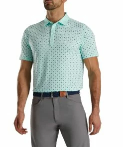 FootJoy Athletic Fit Deco Print Mint Mens Golf Polo
