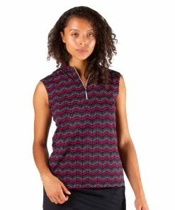 NVO Londyn Mock Black Womens Sleeveless Golf Polo