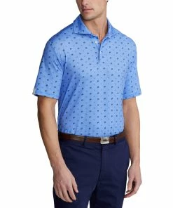 Polo Ralph Lauren RLX Ralph Lauren Printed Lightweight Airflow Jersey Sailfish Blue Mens Golf Polo