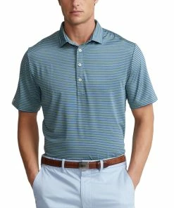 Polo Ralph Lauren RLX Ralph Lauren Lightweight Airflow Feed Stripe Green Mens Golf Polo
