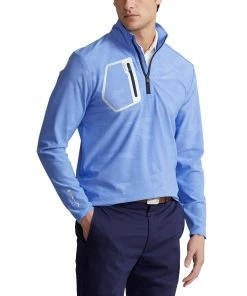 Polo Ralph Lauren RLX Ralph Lauren Camo Jacquard Island Blue Mens Golf 1/2 Zip