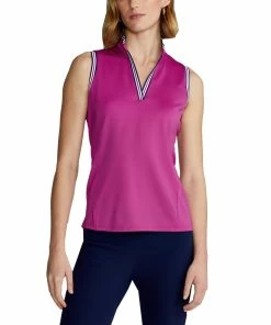 Polo Ralph Lauren RLX Ralph Lauren Mesh Mix Bright Pink Womens Sleeveless Golf Polo