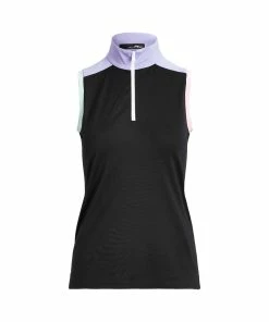 Polo Ralph Lauren RLX Ralph Lauren Tri-Colored Airtech Pique Blk Multi Womens Sleeveless Golf Polo