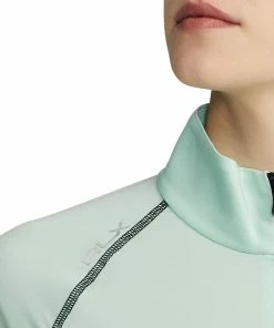 Polo Ralph Lauren RLX Ralph Lauren Airflow April Green Womens Longsleeve Golf 1/4 Zip -Wedges Sales 25005 APRILGREENBLK 3