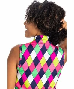 Kinona Keep It Covered Printed Womens Sleeveless Golf Polo -Wedges Sales 25158 MDRNARGYLE937 1