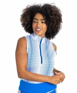 Kinona Keep It Covered Printed Womens Sleeveless Golf Polo -Wedges Sales 25158 TREADLGHT942