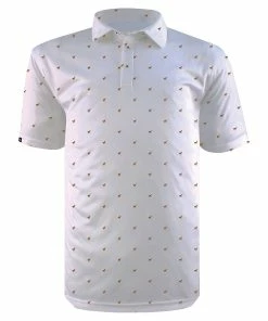 Swannies Big Cat White Mens Golf Polo