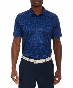 Robert Graham BBQ Boss Knit Mens Golf Polo -Wedges Sales 25819 NAVY