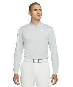 Nike Golf Nike Dri-Fit Victory Mens Long Sleeve Golf Polo -Wedges Sales 26309 LTSMKEGRY077