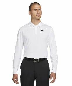 Nike Golf Nike Dri-Fit Victory Mens Long Sleeve Golf Polo -Wedges Sales 26309 WHITE100