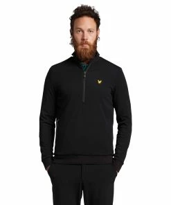 Lyle & Scott Windshield Midlayer Jet Black Mens Golf 1/2 Zip