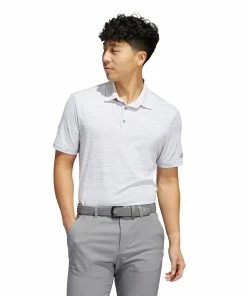 Adidas Golf Adidas Space-Dyed Striped Mens Golf Polo -Wedges Sales 26926 WHITEGREY3