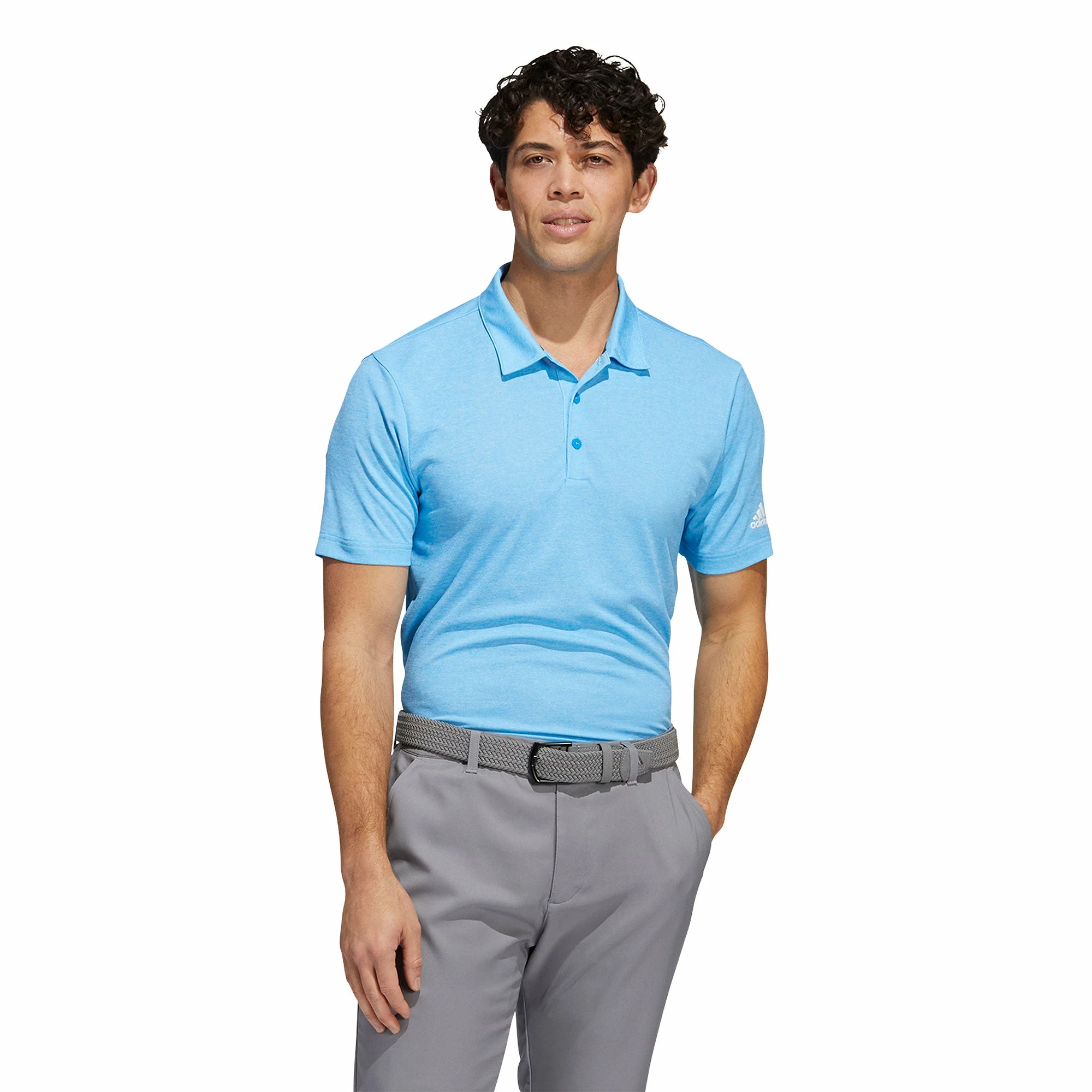 Adidas Golf Adidas Heather HEAT.RDY Blue Rush Mens Golf Polo 3 Adidas Golf Adidas Heather HEAT.RDY Blue Rush Mens Golf Polo