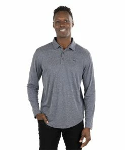 TravisMathew Wilderness Mens Long Sleeve Golf Polo -Wedges Sales 27020 HTHRBLACK0HBL