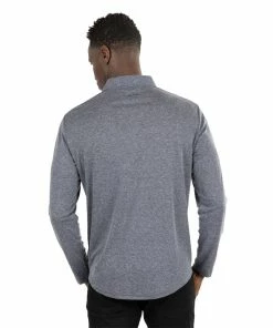 TravisMathew Wilderness Mens Long Sleeve Golf Polo -Wedges Sales 27020 HTHRBLACK0HBL 1