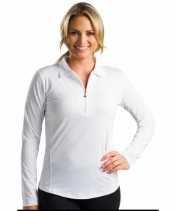 Sansoleil SunGlow Zip Womens Long Sleeve Golf Polo -Wedges Sales 900433 WHITE 5743f2ad 9841 457c 9bb6 ee65f7e5929a